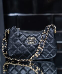 CHANEL HOBO 23K – BLACK – SHINY LAMBSKIN – GOLD