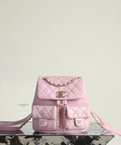 CHANEL BACKPACK - SMALL - LIGHT PINK - CAVIAR - GOLD CHAMPAGNE