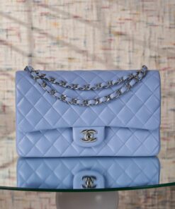 CHANEL CLASSIC - 25 - SKY BLUE - LAMBSKIN - SILVER