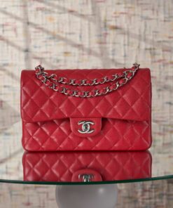 CHANEL CLASSIC - 23 - RED - CAVIAR - SILVER