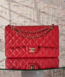 CHANEL CLASSIC - 25 - RED - CAVIAR - GOLD CHAMPANGE