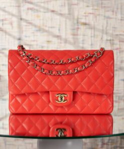 CHANEL CLASSIC - 25 - ORANGE - CAVIAR - GOLD CHAMPAGNE