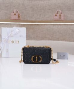 DIOR CARO - SMALL - BLACK - CANNAGE CALFSKIN - GOLD