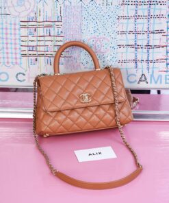 CHANEL COCO - SMALL - DARK BEIGE - CAVIAR - GOLD CHAMPAGNE