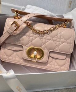 DIOR JOLIE TOP HANDLE - SMALL - POWDER PINK - CALFSKIN - GOLD
