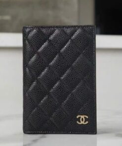 CHANEL PASSPORT WALLET - BLACK - CAVIAR - GOLD