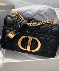 DIOR CARO - SMALL - BLACK - CALFSKIN - GOLD