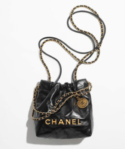CHANEL 22 - MINI - BLACK - CALFSKIN - AGED GOLD