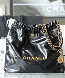 CHANEL 22 - SMALL - BLACK - CALFSKIN - GOLD
