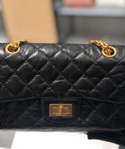 CHANEL 2.55 FLAP BAG - 20 - BLACK - CALFSKIN - GOLD