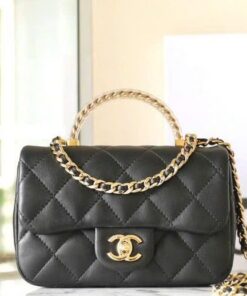 CHANEL TOP HANDLE  - MINI - BLACK - LAMBSKIN - GOLD