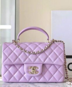 CHANEL TOP HANDLE - MINI - PURPLE - LAMBSKIN - GOLD CHAMPAGNE