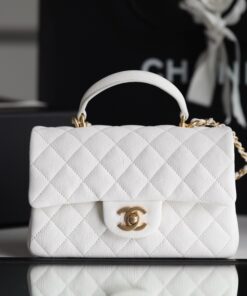 CHANEL TOP HANDLE - MINI - WHITE - CAVIAR - GOLD