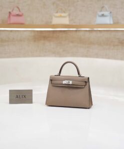 HERMES KELLY - MINI - GRIS ASPHALTE - EPSOM - PHW