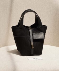 HERMES PICOTIN - 18 - NOIR - CANVAS - GHW