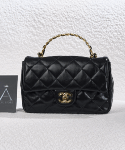 CHANEL TOP HANDLE - MINI - BLACK - CALFSKIN - GOLD CHAMPAGNE