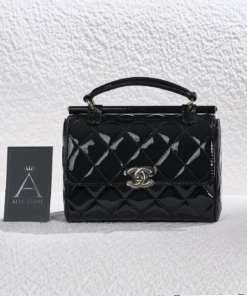 CHANEL SMALL BOX BAG - BLACK - CALFSKIN - GOLD