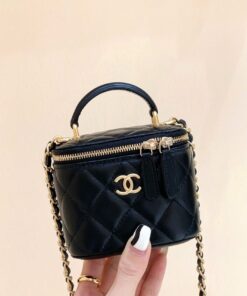 CHANEL VANITY HANDLE - MINI - BLACK - LAMBSKIN - GOLD