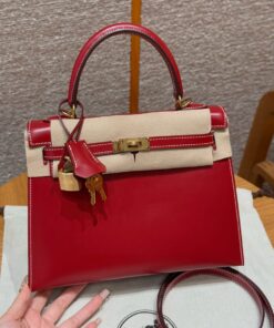 HERMES KELLY - 25 - ROUGE PIMENT - BOX - GHW