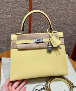 HERMES KELLY - 25 - JAUNE POUSSIN - EPSOM - PHW