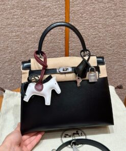 HERMES KELLY - 25 - NOIR - BOX - PHW