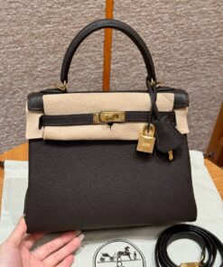 HERMES KELLY - 25 - CHOCOLAT - TOGO - GHW