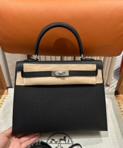 HERMES KELLY - 25 - BLACK - EPSOM - PHW