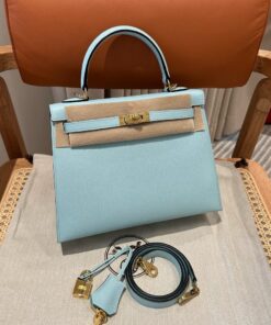 HERMES KELLY - 25 - BLUE ZEPHYR - EPSOM - GHW