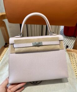 HERMES KELLY - 25 - MAUVE PALE - CHEVRE - PHW