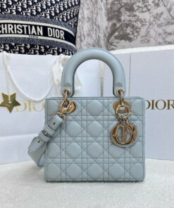 DIOR LADY - SMALL - LAKE BLUE - LAMBSKIN - GOLD