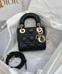 DIOR LADY - MICRO - BLACK - LAMBSKIN - GOLD