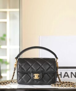 CHANEL 24K MINI FLAP BAG - BLACK - CAVIAR - GOLD