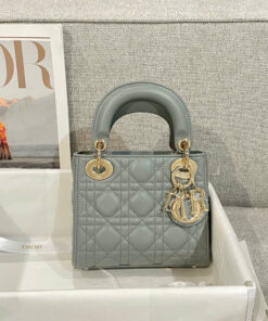 DIOR LADY - MINI - LIGHT GRAY - LAMBSKIN - GOLD