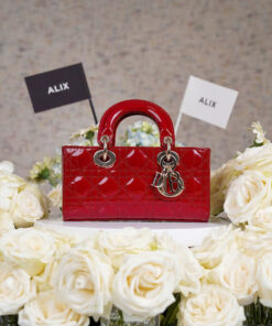 DIOR LADY D-JOY - SMALL - CHERRY RED -  PATENT CANNAGE CALFSKIN
