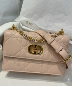 DIOR MISS CARO - MINI - POWDER PINK - LAMBSKIN - GOLD