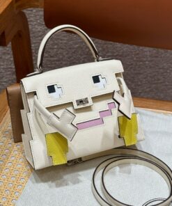 HERMES KELLY DOLL PICTO - MINI - NATA - PHW