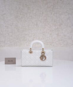 DIOR LADY D-JOY - MEDIUM - WHITE - LAMBSKIN - GOLD