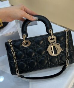 DIOR LADY D-JOY - MEDIUM - BLACK - LAMBSKIN - GOLD