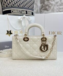 DIOR LADY D-JOY - MEDIUM - WHITE - LAMBSKIN - GOLD