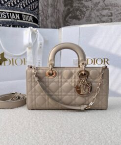 DIOR LADY D-JOY - MEDIUM - BISCUIT - LAMBSKIN - GOLD