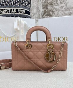 DIOR LADY D-JOY - MEDIUM - ROSE DES - LAMBSKIN - GOLD