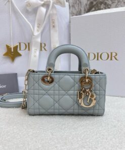 DIOR LADY D-JOY - MICRO - PALE BLUE - LAMBSKIN - GOLD