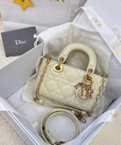 DIOR LADY D-JOY - MICRO - LATTE - PATENT LAMBSKIN - GOLD