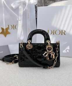 DIOR LADY D-JOY - MICRO - BLACK - PATENT LAMBSKIN - GOLD