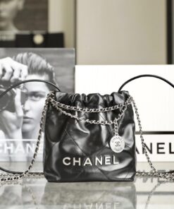 CHANEL 22 - MINI - BLACK - SHINY CALFSKIN - SILVER