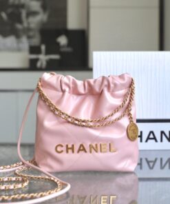 CHANEL 22 - MINI - PALE PINK - SHINY CALFSKIN - GOLD