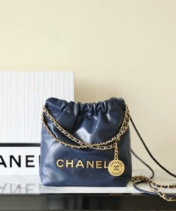 CHANEL 22 - MINI - NAVY BLUE - SHINY CALFSKIN - GOLD
