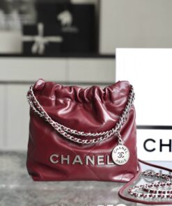 CHANEL 22 - MINI - BURGUNDY - SHINY CALFSKIN - GOLD