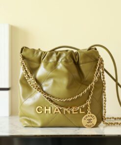 CHANEL 22 - MINI - BLUE MOSS - SHINY CALFSKIN - GOLD