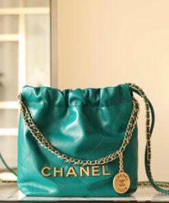 CHANEL 22 - MINI - GREEN - SHINY CALFSKIN - GOLD